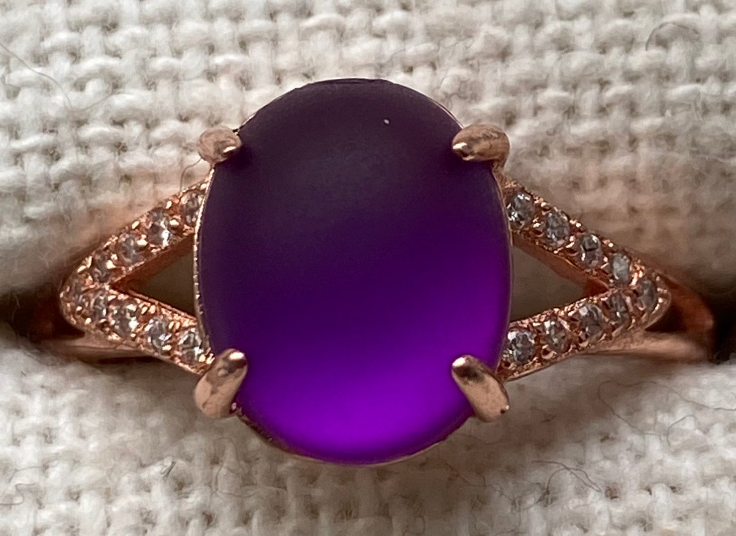 Rose Gold With Purple Matte Ring (Cabochon) - TKT