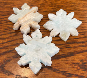 Blue Calcite Snowflake - Hand Carved - TKT