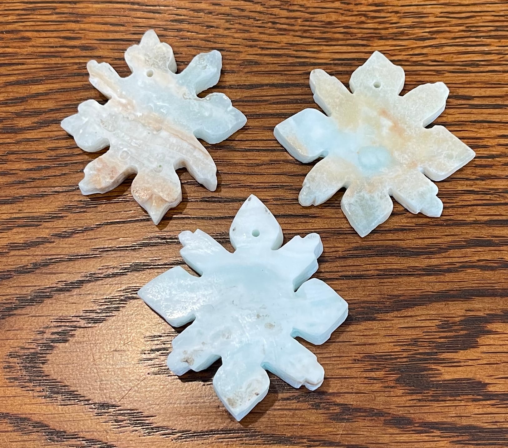 Blue Calcite Snowflake - Hand Carved - TKT
